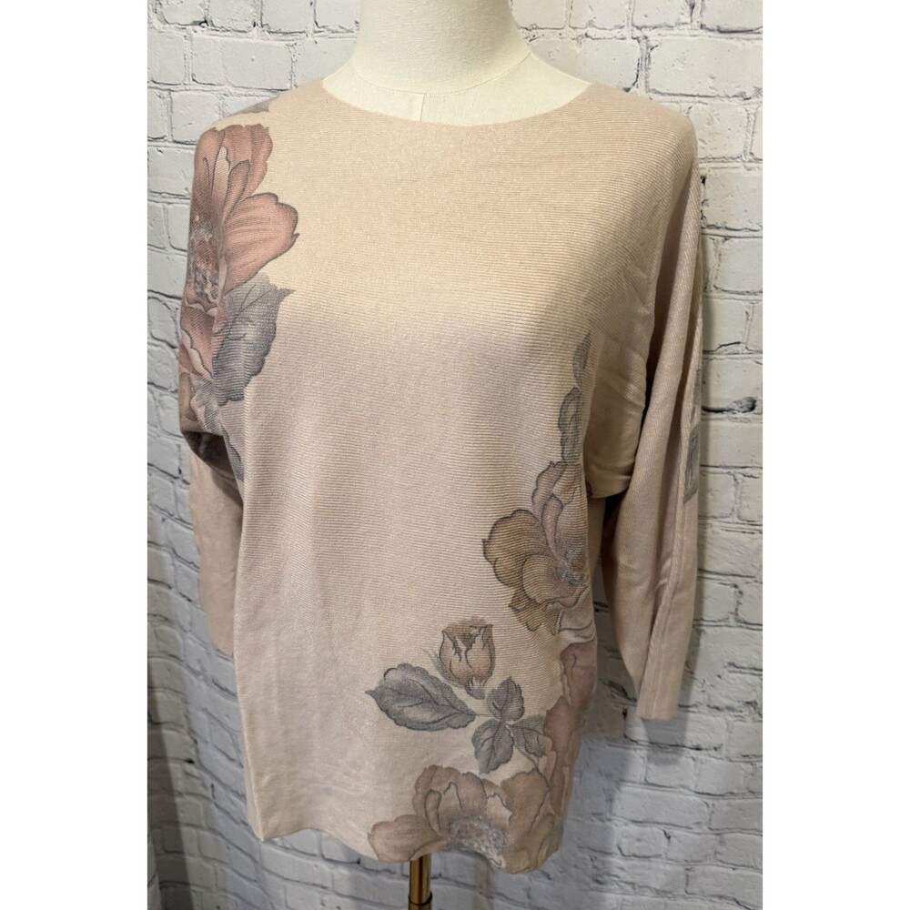 Sioni Women Sweater Dusty Rose Floral Romantic Feminine Size Medium